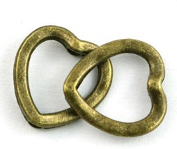 5 Heart Spacer Beads Antiqued Bronze 14mm Alloy Open Design Valentine&#39;s Jewelry - £1.91 GBP