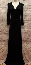 LULU&#39;S Garden District Black 3/4 Sleeve Wrap Maxi Dress Jersey Rayon Spandex M - £38.53 GBP