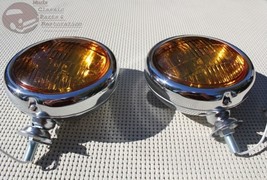 Amber 5&quot; 12 Volt Custom Mounted Fog Lights Lamps Vintage Style Car Truck Germany - £65.85 GBP