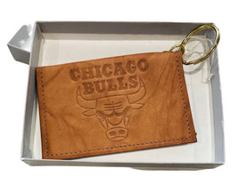 Chicago Bulls Logo Keychain Key Ring Brown Leather Card Case Holder - £14.73 GBP