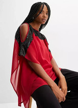 BON PRIX Sequin Collar Party Tunic in Red  UK 10   (fm36-3) - $30.17