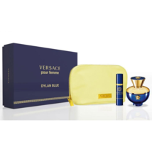 Versace Pour Femme Dylan Blue Perfume 3.4 Oz Eau De Parfum Spray 3 Pcs Gift Set - £94.63 GBP