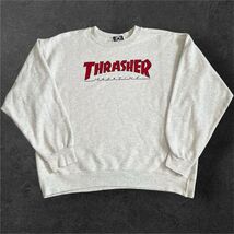 Thrasher Magazine Men’s Crewneck Sweatshirt Sz L Grey Red Logo Skateboar... - $24.70
