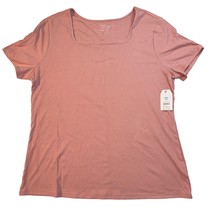 Time and Tru Womens Rib Square Neck Dusty Rose Pink Shirt, Size 22 3XL NWT - £8.58 GBP
