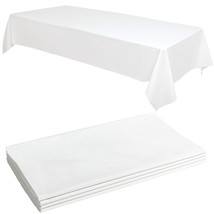 4 White Plastic Tablecloth - 108 X 54 Plastic Table Cloth - Disposable T... - £14.93 GBP