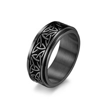 Black Irish Celtic Trinity Knot Ring Band Men Women Stainless Steel Jewelry 8MM - £9.44 GBP