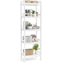Bamboo Bookshelf, 5-Tier Narrow 55.9 Adjustable Book Shelf Bookcase Bathroom She - £100.44 GBP