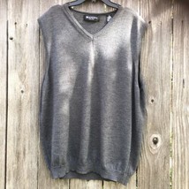 Vintage Brandini Size L Dark Gray 100% Italian Merino Wool Sweater Vest - £11.66 GBP