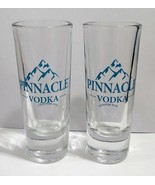Pinnacle Vodka Tall Shot Glasses Barware Collectible Clear Glass Blue Mo... - £11.02 GBP