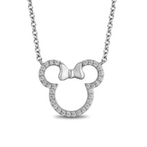 0.3Ct Round Simulated Diamond 14K White Gold Plated Minnie Bow Pendant Necklace - £167.07 GBP