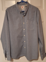 Vintage Levis Mens XL Button Down Shirt White Tab Western Cotton Blue Flip Cuffs - £16.65 GBP