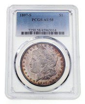 1897-S $1 Silver Morgan Dollar Graded by PCGS as AU-58 - £116.76 GBP
