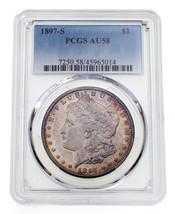 1897-S $1 Silver Morgan Dollar Graded by PCGS as AU-58 - £118.72 GBP