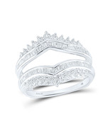 14kt White Gold Womens Round Diamond Wedding Wrap Ring Guard Enhancer 3/... - £1,062.43 GBP