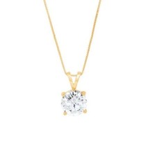 1/2CT Round Cut Real Moissanite Solitaire Pendant Chain 14k Yellow Gold Plated - £76.33 GBP