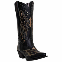 Laredo Ladies Wild Angel Black and Tan Cowgirl Boots 52150 Size 10M - £123.44 GBP