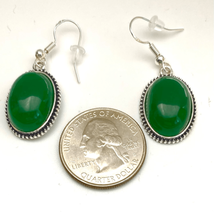 AUL Jade &amp; Sterling 925 Silver Dangle Earrings - £46.51 GBP
