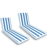 2PC Outdoor Patio Chaise Lounge Chair Cushion Replacement Blue/White - $3,664.69 MXN