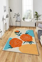 LaModaHome Area Rug Non-Slip - Blue Flower Soft Machine Washable Bedroom Rugs In - £25.62 GBP+