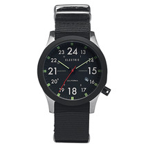 Electric Mens FW01 Round Black Watch Red Second Hand Nylon Strap Date 20... - $90.47