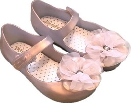 Mini Melissa Girls Size 9 Pink Flower Rubber Shoes Mary Jane Jelly Ultra Girl - £23.81 GBP
