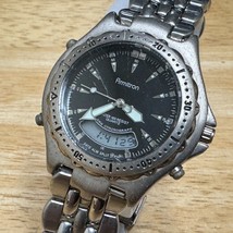 Armitron Quartz Watch 20/1301 Men 50m Silver BLK Analog Digital~For Parts Repair - £22.70 GBP