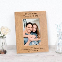 Personalised Photo Frame 6x4, First Valentine&#39;s Day, Wood, Valentine&#39;s D... - $12.99