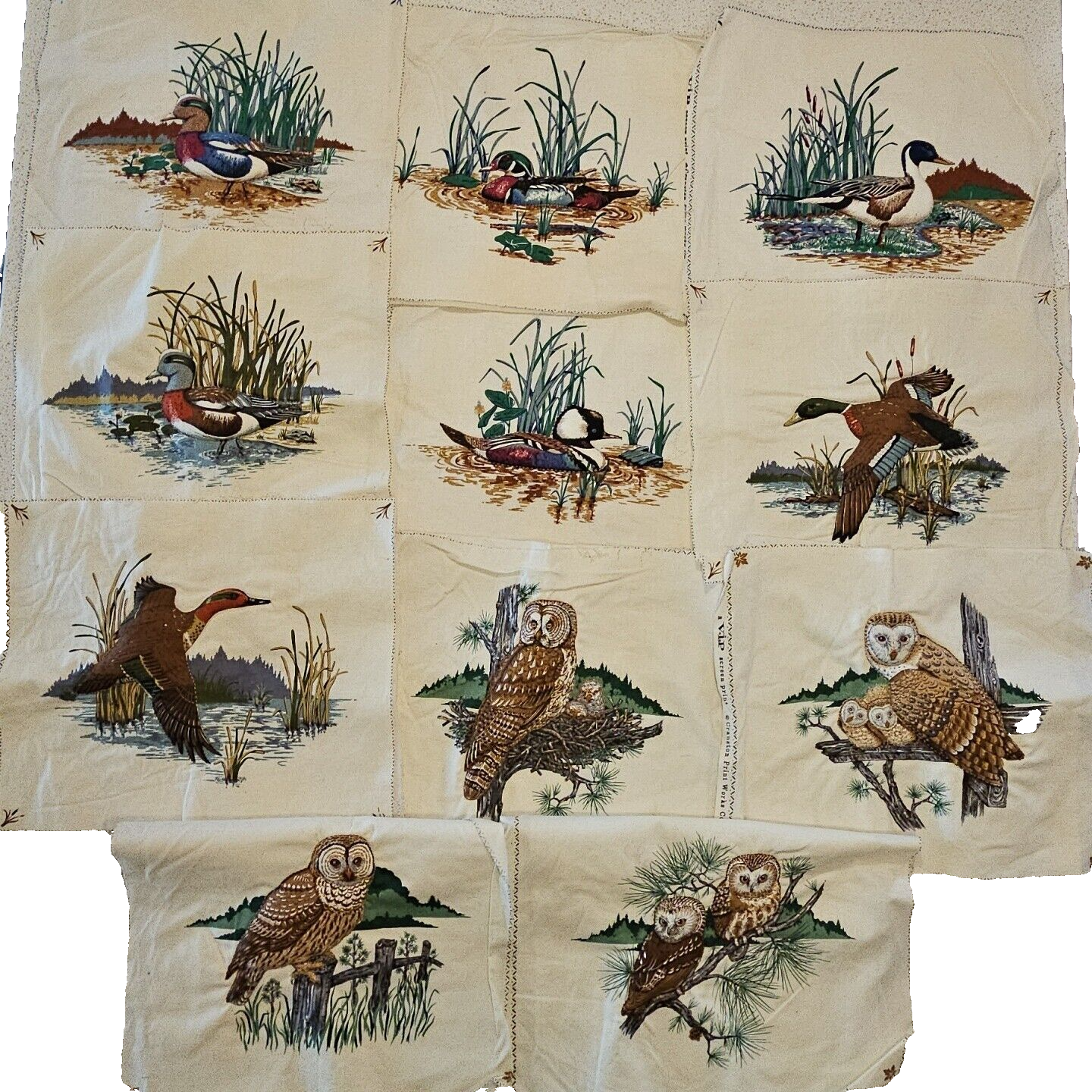 Primary image for Cranston Quilted Blocks VIP Screen Print Wild Ducks Owl Unfinished Picture Book