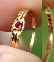 Estate Sale! 10k Gold Solid Ring Ruby Garnet Gemstone Baby Size 1 Tested - £41.49 GBP