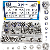 360-Pc Metric Hex &amp; Locknuts Kit - 304 Stainless Steel Nylock Nuts Assorted - €24,35 EUR