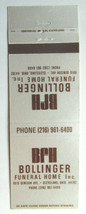Bollinger Funeral Home - Cleveland, Ohio 20 Strike Matchbook Cover OH Matchcover - £1.36 GBP