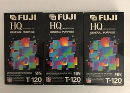 FUJI VHS HQ T-120 3 Ea-6 Hours BLANK Used High Quality Multi Purpose Tap... - $14.73
