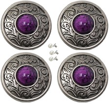 4 Screw Back Conchos Western Saddle Bridle Tack 1-1/4&quot; Conchos Purple Co593 - $455.59 MXN