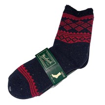 Woolrich Home Socks Women Red Navy Double Layer Aloe Vera Cozy Soft Crew... - £11.06 GBP