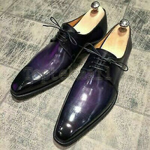 Handmade Men&#39;s Leather Purple Patina Lace Up Oxford Custom Dress Shoes-189  - £190.87 GBP
