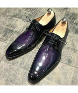 Handmade Men&#39;s Leather Purple Patina Lace Up Oxford Custom Dress Shoes-189  - £187.14 GBP