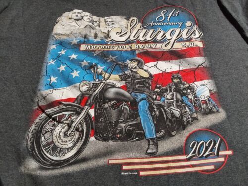Primary image for Sturgis South Dakota 81st Anniversary 2XL T Shirt 2021 Mt Rushmore Flag Rally
