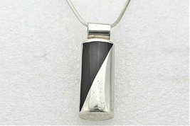 Onyx Pendant with 18 inch Snake Chain REAL SOLID .925 Sterling Silver 17.0 g - £134.40 GBP