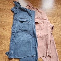 Field N Forest Mens Button Down Short Sleeve Shirts Lot Of 2 Size L Blue Peach - £11.10 GBP