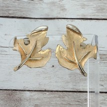 Vintage Prestige Clip On Earrings Gold Tone Leaf - Fair Condition - $12.99