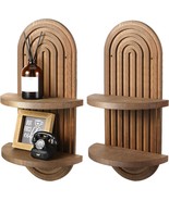 Wenqik 2 Pcs Boho Wall Shelf Rainbow Arch Wooden Floating Shelf Mid, Brown - €38,79 EUR