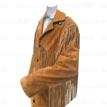 New Men&#39;s Western Traditional American Suede Leather Jacket Fringes Beads-431 - £156.36 GBP