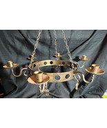 Antique Old Wrought Iron Swedish 6 Candle Hanging Chandelier Lamp Light ... - $6,079.83 MXN