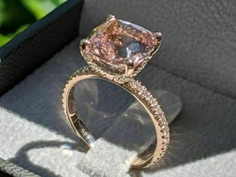 2.00Ct Cushion Cut Morganite Solitaire Engagement Ring 14k Rose Gold Finish - £79.55 GBP