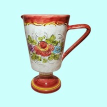 10&quot; DERUTA FIMA Red Blue Purple Flowers Pitcher Hand Painted Majolica It... - £59.77 GBP
