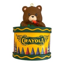 Vintage 1992 Crayola Crayons Teddy Bear Drum Binney &amp; Smith Christmas Ornament - £3.93 GBP