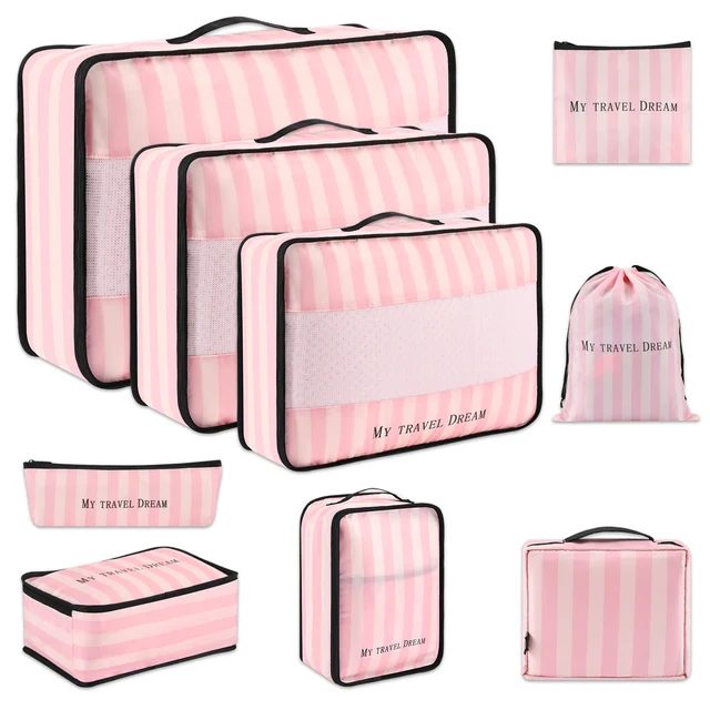 9Pcs High Quality Luggage Storage Bags For Packing Cube Clothes Underwear Cosmet - £28.09 GBP