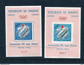 Panama 1964 2  Souvenir Sheets Olympic Games Tokyo Perf+Imperf  MNH 14667 - £19.78 GBP