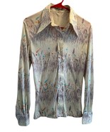 Vtg 70s Augie Shirt Disco Geometric Abstract Nik Nylon Stretch Mod Mens ... - $129.93 CAD
