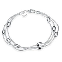 925 Sterling Silver Charm Bangle Fashion Bracelet DLH236 - $10.99